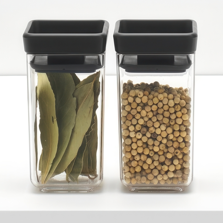 Miniburkar, 2 st, 0,15L, TASTY+ MINI CANISTERS, Brabantia, Klar / Mörkgrå