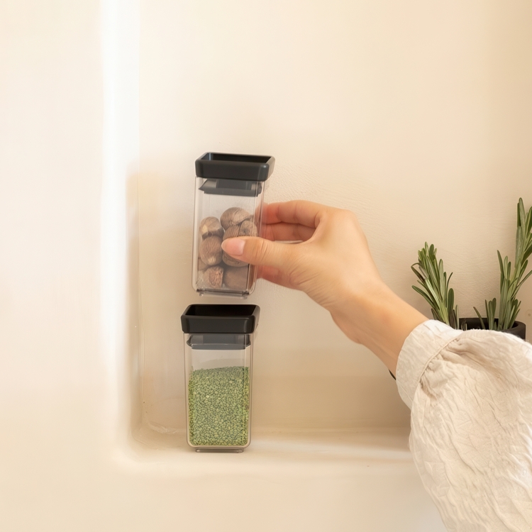Miniburkar, 2 st, 0,15L, TASTY+ MINI CANISTERS, Brabantia, Klar / Mörkgrå
