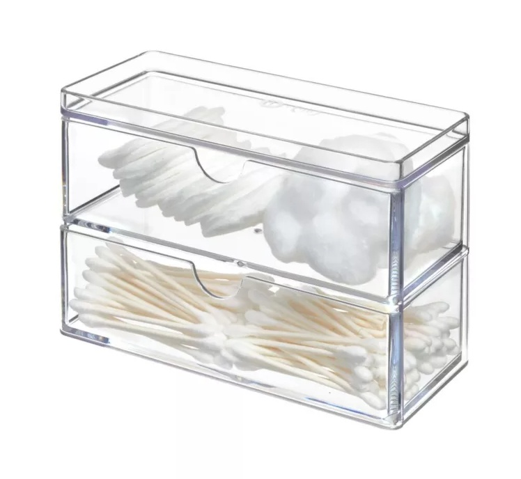 Minibyrå för badrumsskåpet, THE HOME EDIT MINI 2-DRAWER ORGANIZER , 17,8 x 8,3 x H 11,4 cm, Klar