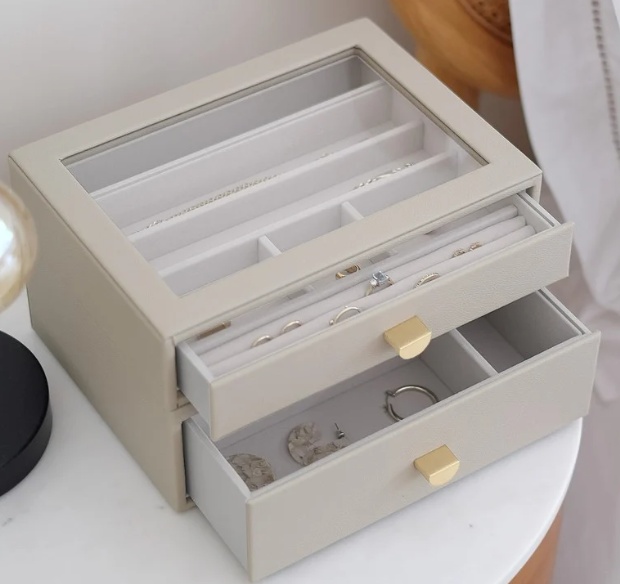 Smyckesskrin 2 lådor, Classic, Stackers, Beige