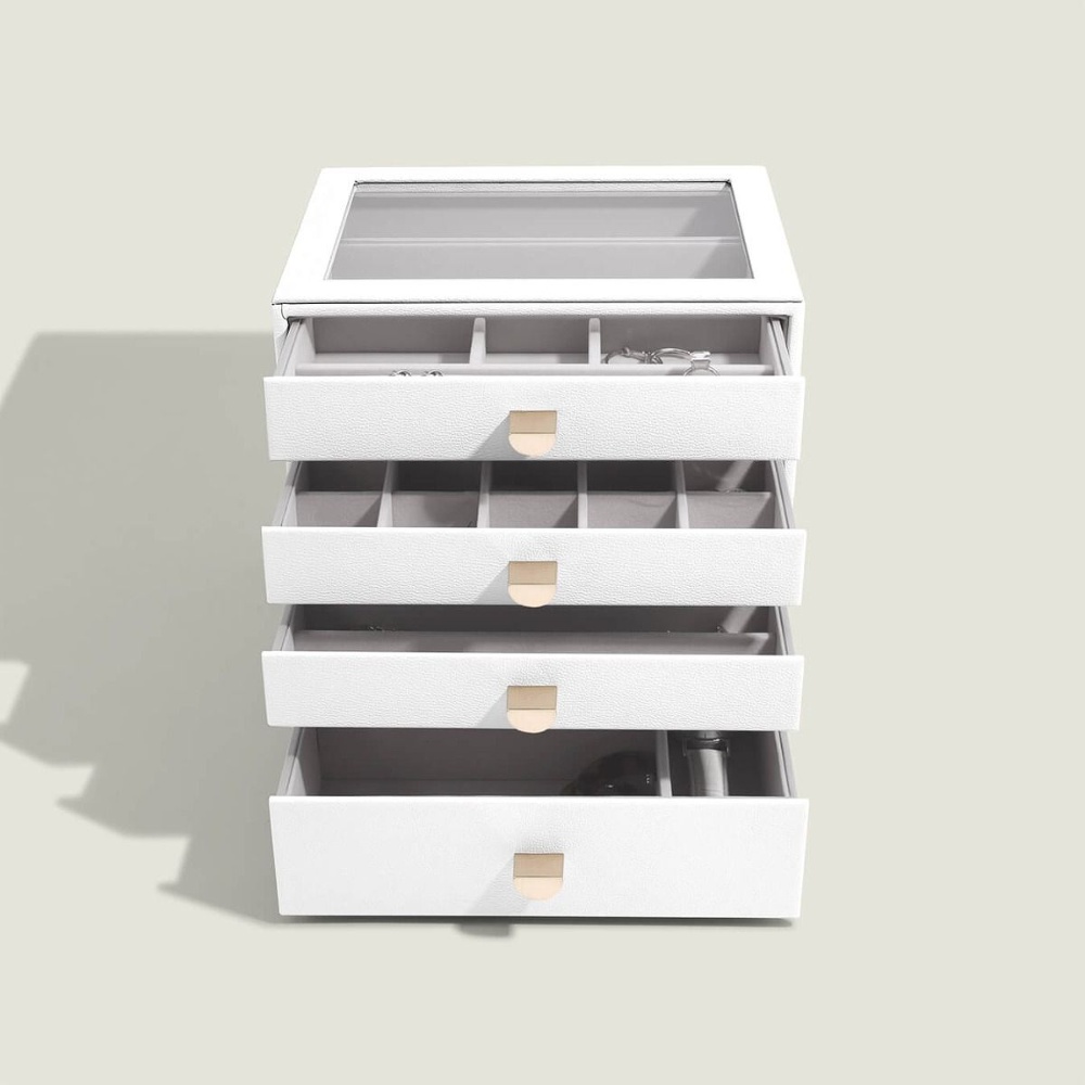 Minibyrå för smycken, 4 lådor, CLASSIC STACKERS DRAWERS, Pebble White