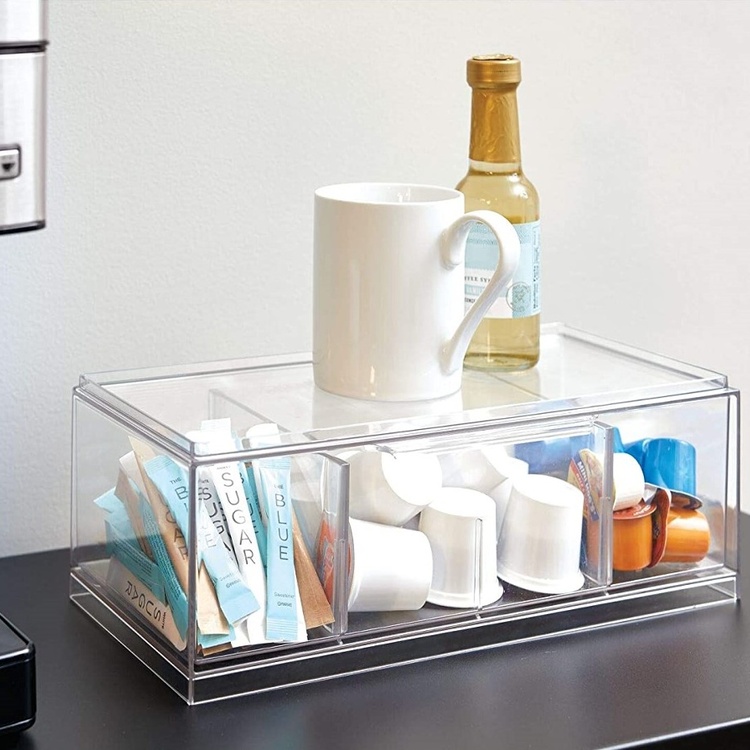 Minibyrå, Stapelbar, 4 fack, CRISP TEA ORGANIZER, 32 x 16 x H11,5cm, Transparent