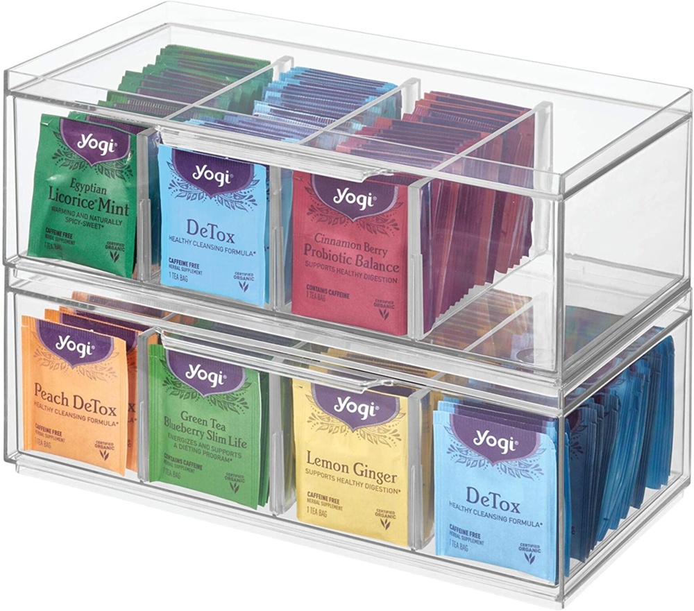 Minibyrå, Stapelbar, 4 fack, CRISP TEA ORGANIZER, 32 x 16 x H11,5cm, Transparent