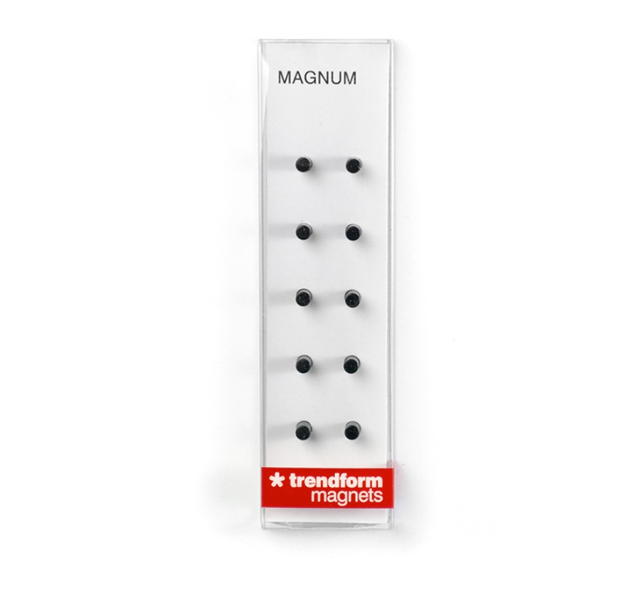 Mini-Magneter, Starka, Stift, 10 st, MAGNUM BLACK, Ø 0,4 x H 0,7 cm , Svarta