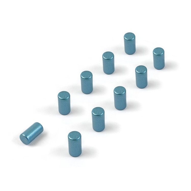 Mini-Magneter, Starka, Stift, 10 st, MAGNUM SILVER BLUE , Ø 0,4 x 0,7 cm, Ljusblå