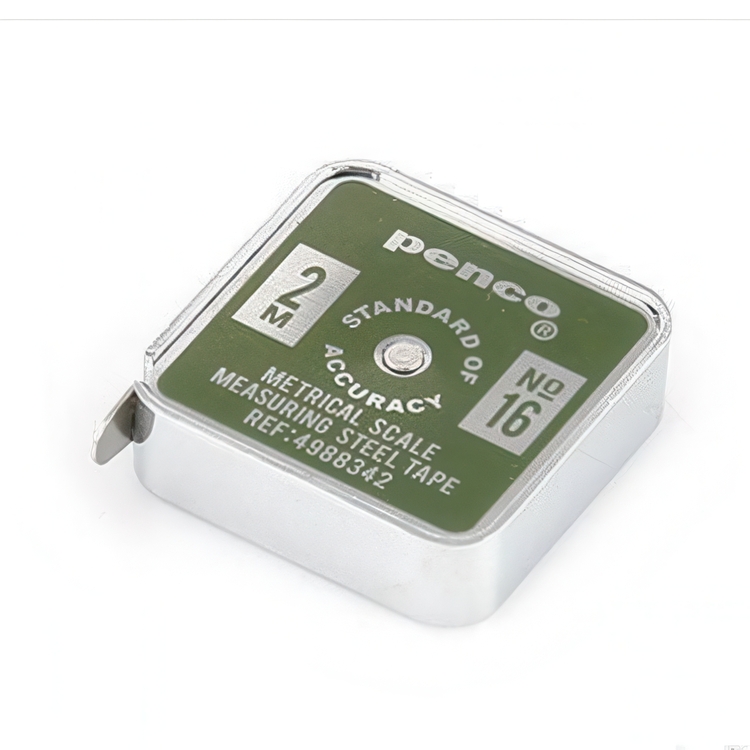 Måttband, Metall, 2 m, PENCO POCKET, 4 x 4,5 cm, Grön