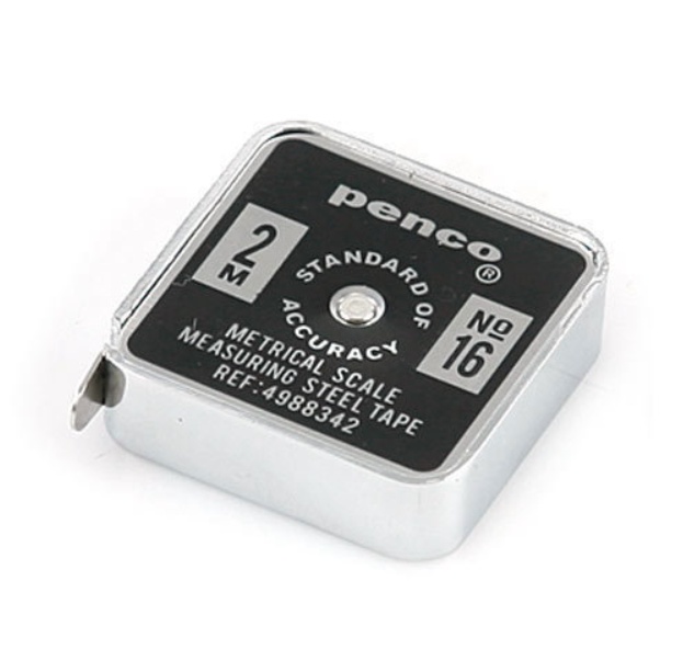 Måttband, Metall, 2 m, PENCO POCKET, 4 x 4,5 cm, Svart