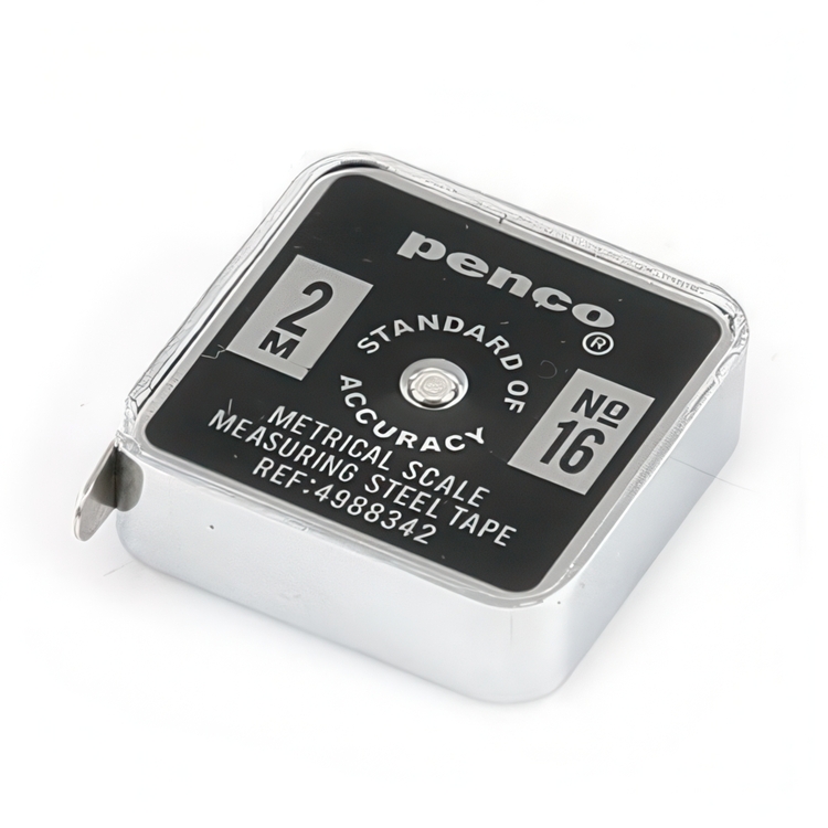 Måttband, Metall, 2 m, PENCO POCKET, 4 x 4,5 cm, Svart
