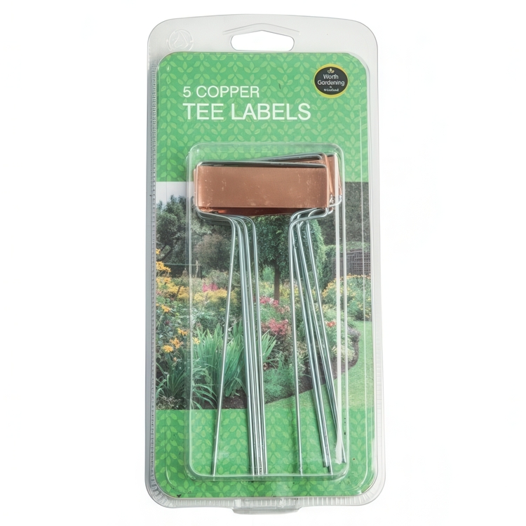 Märkpinnar i Koppar, COPPER TEE LABELS, 5 stycken, Koppar
