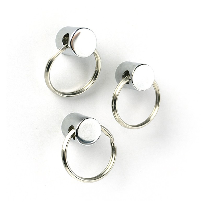 Nyckelringar med superstarka magneter, 3 st, RING, silver