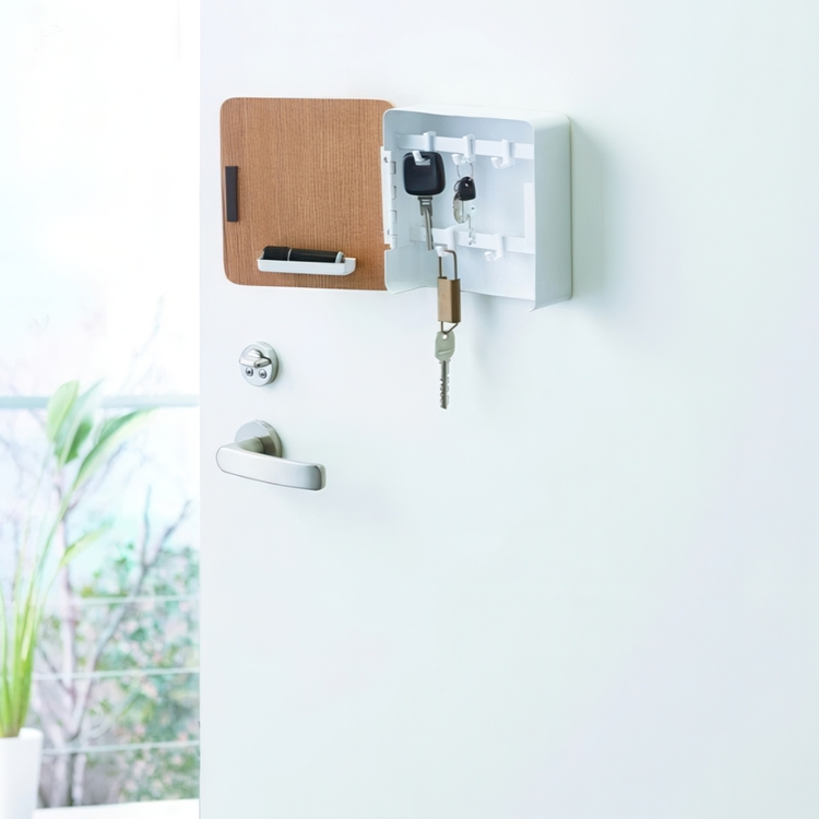 Nyckelskåp, Magnetiskt, RIN SQUARE, Yamazaki, 16 x 16 cm, Vit / Natur