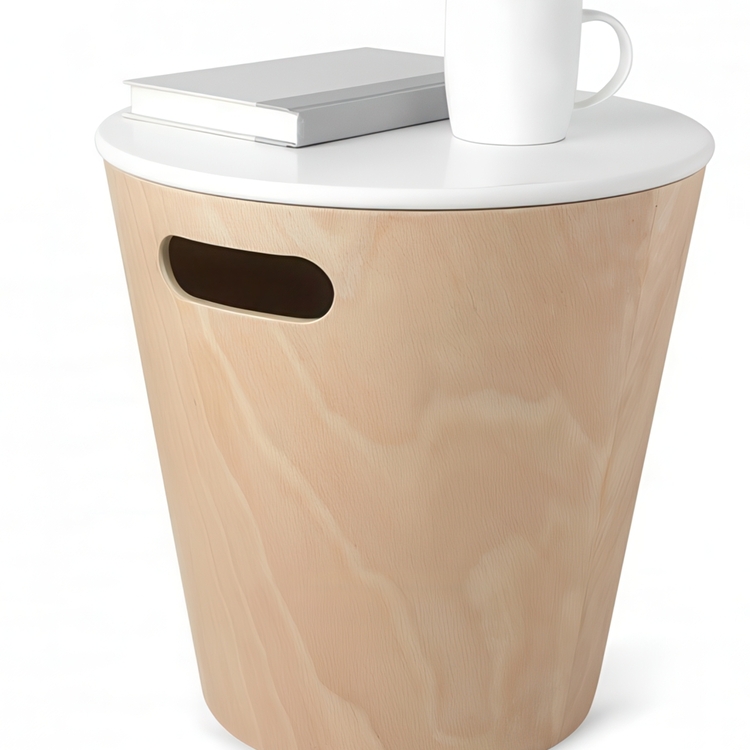 Pall / Bord med förvaring, WOODROW, Umbra, Ø 40 x ca H 42 cm