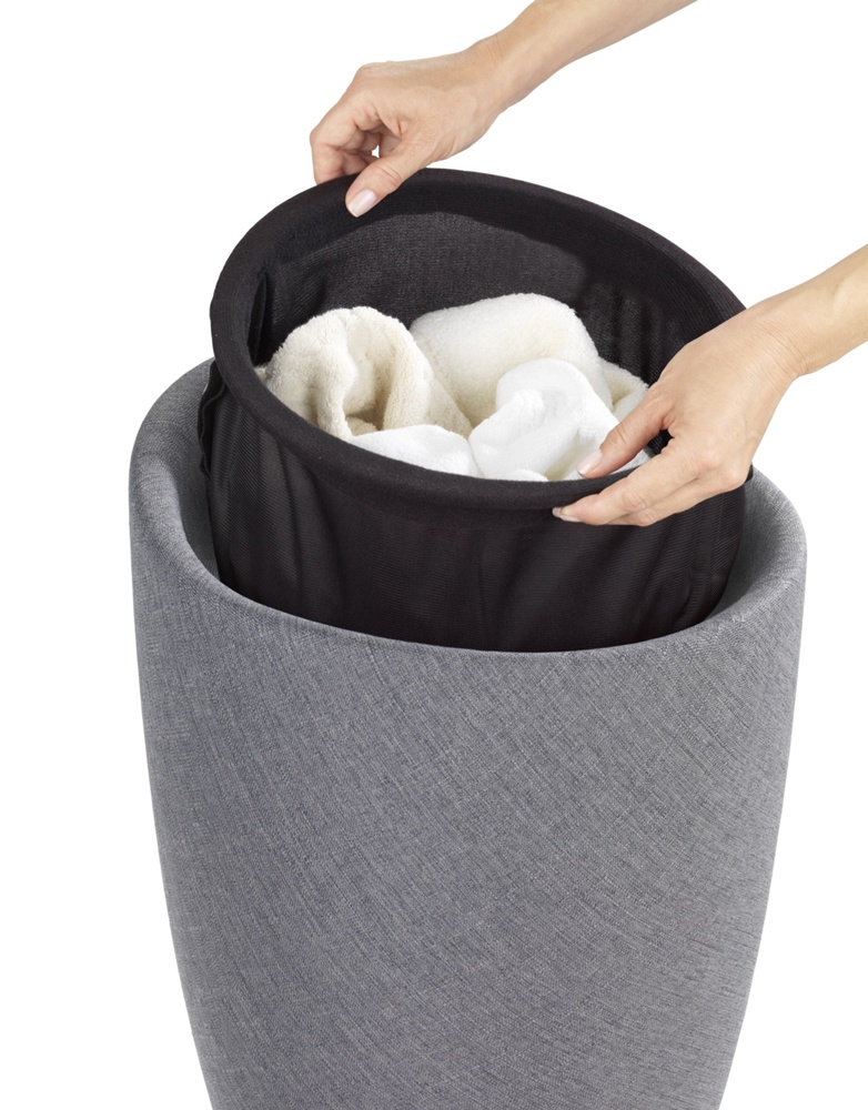 Pall med förvaring / Tvättkorg, CANDY, Ø 36 x H 50,5 cm, Grå