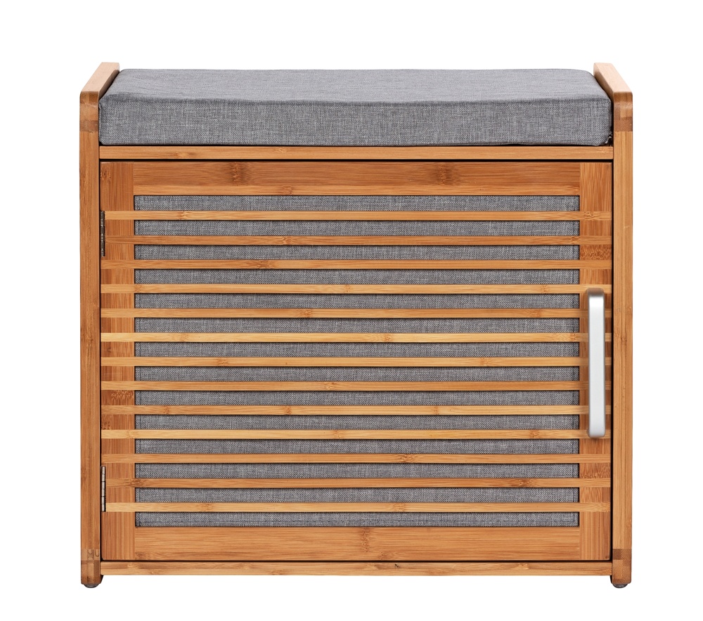 Pall med förvaring, Bambu, BAHRI, 50 x 33 x H 45 cm, brun / grå