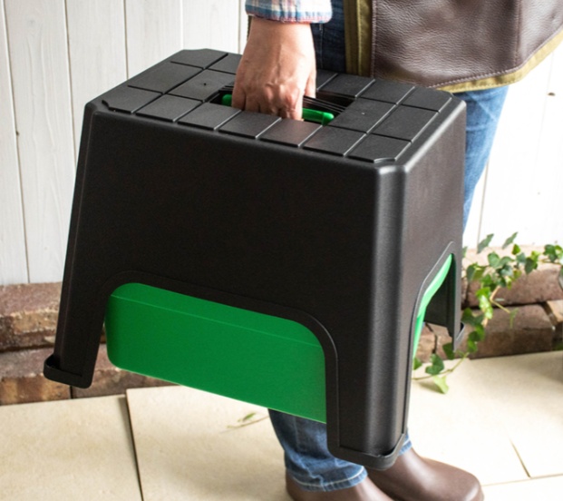 Pall med förvaring, SIT, STEP & STORE, 40 x 33 x H 31 cm, Svart / Grön