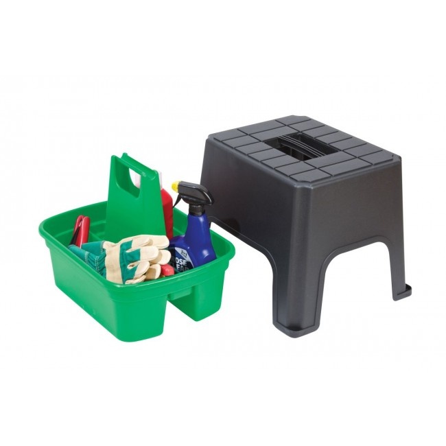 Pall med förvaring, SIT, STEP & STORE, 40 x 33 x H 31 cm, Svart / Grön