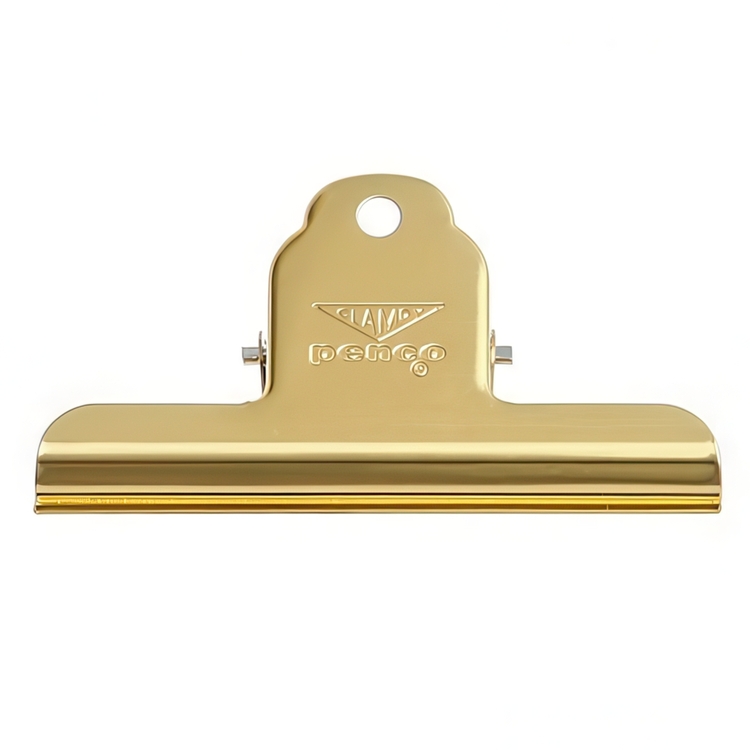 Pappersklämma i metall, Stor,  PENCO CLAMPY CLIP 10 cm, guld