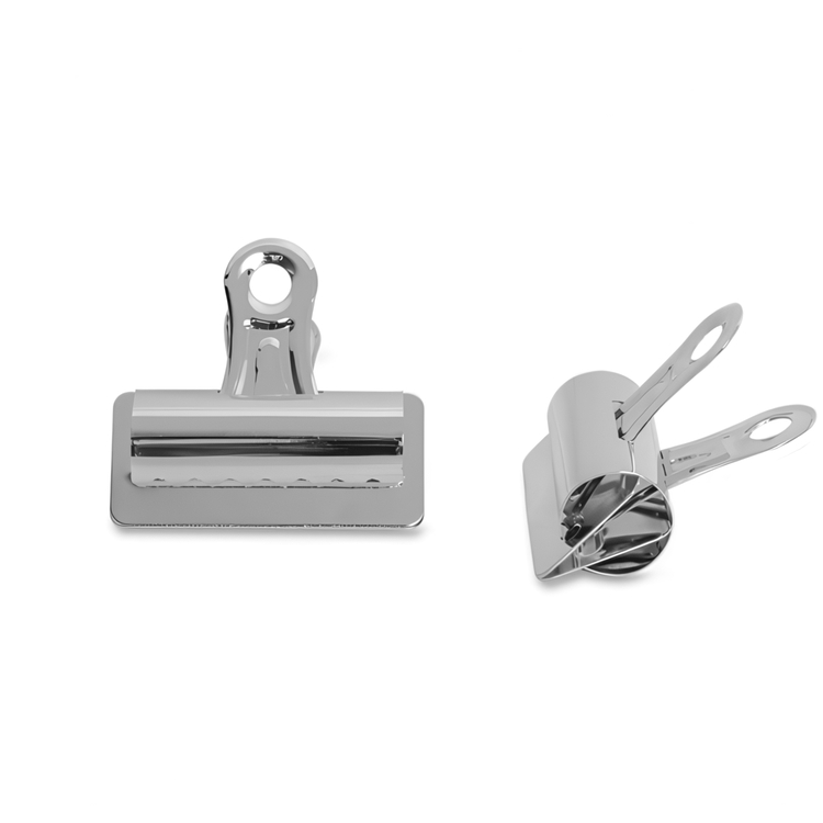 Pappersklämmor i metall , 4 st, BOSTON XL, 6,5 cm, Silver