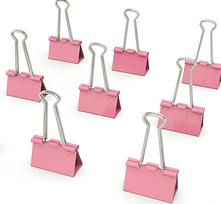 Pappersklämmor, 12 st FOLDBACK CLIPS L, 41 mm, Rosa