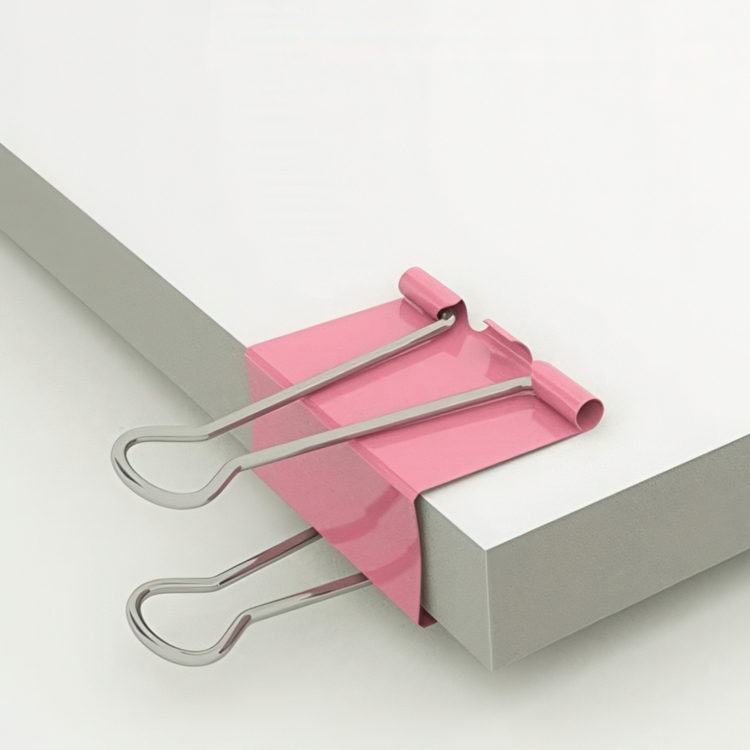 Pappersklämmor, 6 st FOLDBACK CLIPS L, 41 mm, Rosa