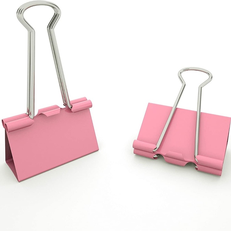 Pappersklämmor, 6 st FOLDBACK CLIPS L, 41 mm, Rosa