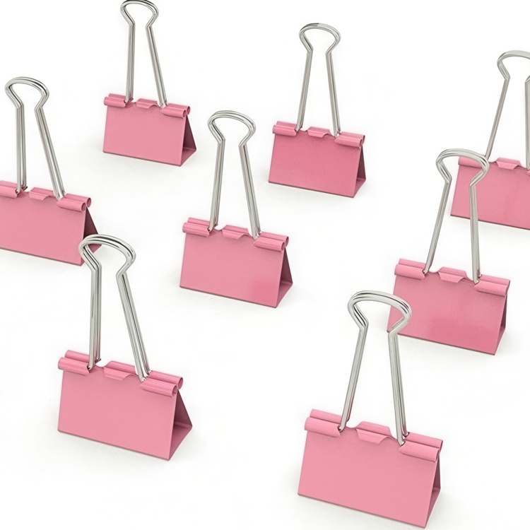 Pappersklämmor, 6 st FOLDBACK CLIPS L, 41 mm, Rosa