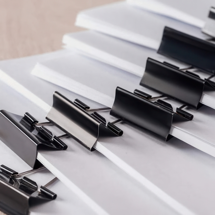 Pappersklämmor, 12 st, FOLDBACK CLIPS SMALL, 25 mm, Svarta