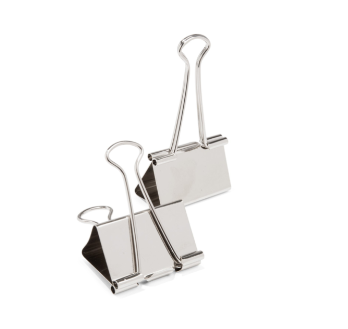 Pappersklämmor, 6 st, FOLDBACK CLIPS MEDIUM - 32 mm, Silver