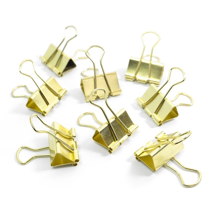 Pappersklämmor, 8 st, FOLD BACK SMALL 25 mm, Guld