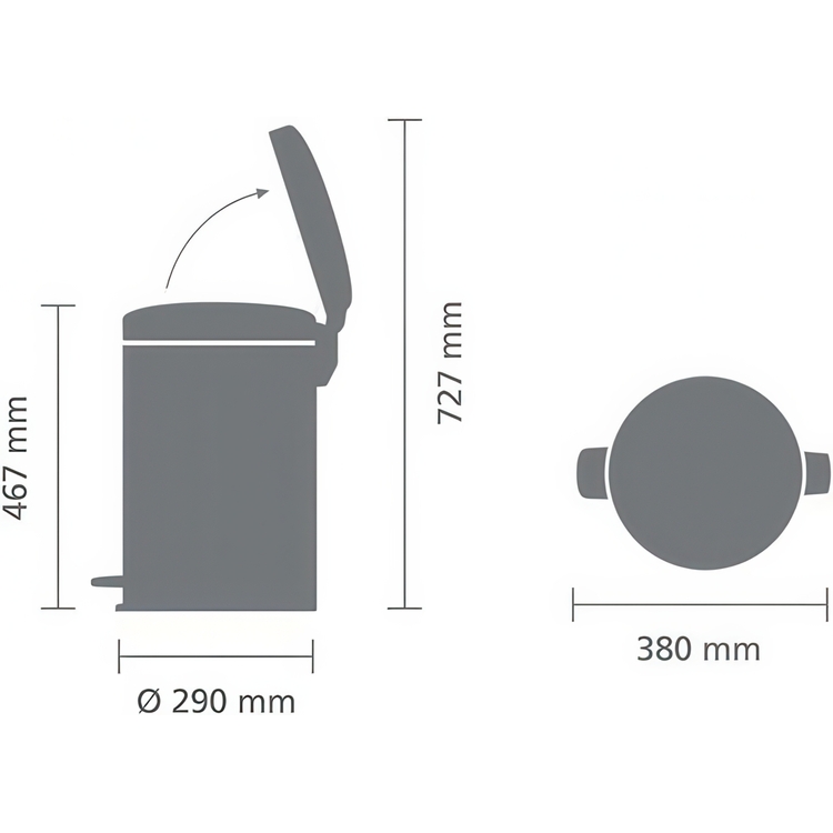 Papperskorg / Pedalhink, 20 L, BRABANTIA NEWICON, Ø 29 x H 46,7 cm
