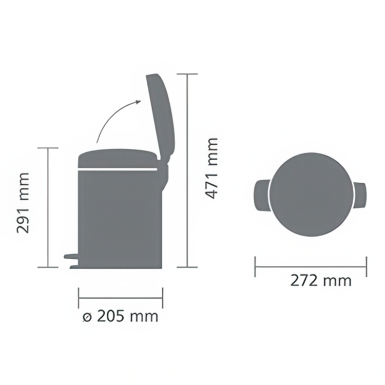 Papperskorg / Pedalhink, 5 L, BRABANTIA NEWICON, Ø 20,5 x H 29,1 cm