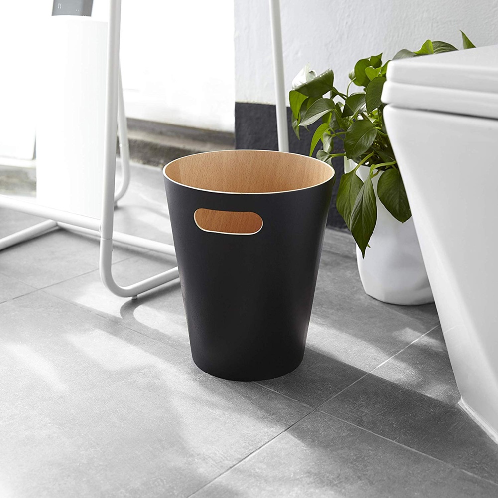 Papperskorg i trä 7,5L, Umbra, Svart