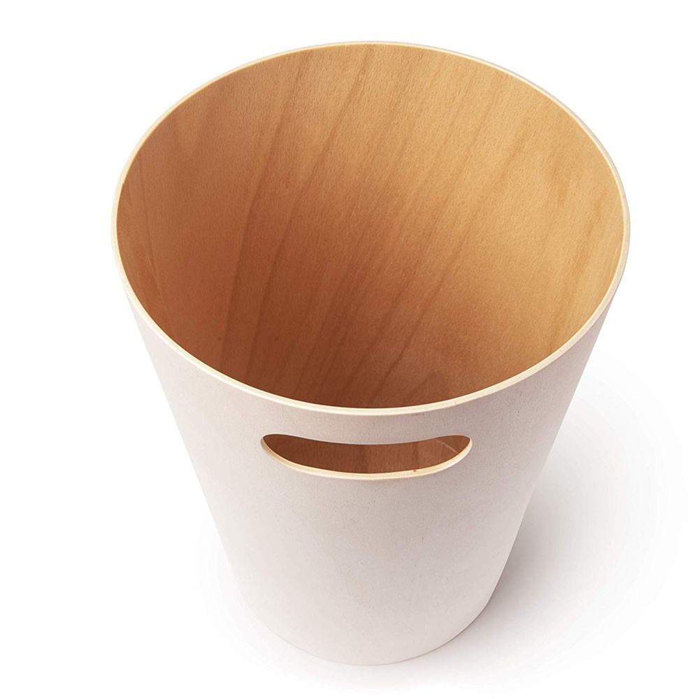 Papperskorg i trä 7,5L, Umbra, Vit