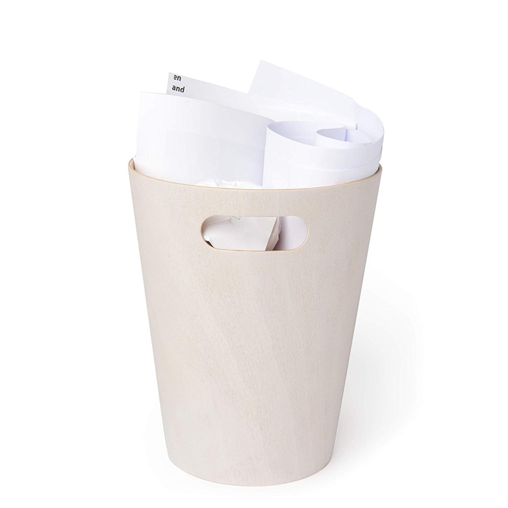 Papperskorg i trä 7,5L, Umbra, Vit