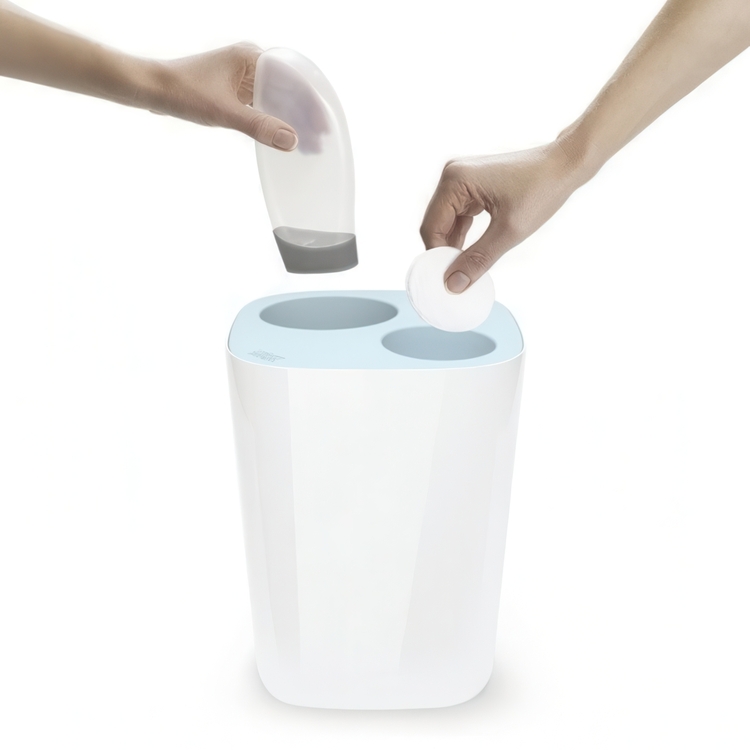 Papperskorg, 2-delad, SPLIT WASTE, 8 Liter, Joseph Joseph, Vit / Blå
