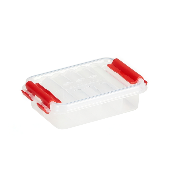 Pillerask med 8 fack, FIRST AID PILL BOX, 12 x 7,7 x H 3 cm, Klar / Röd