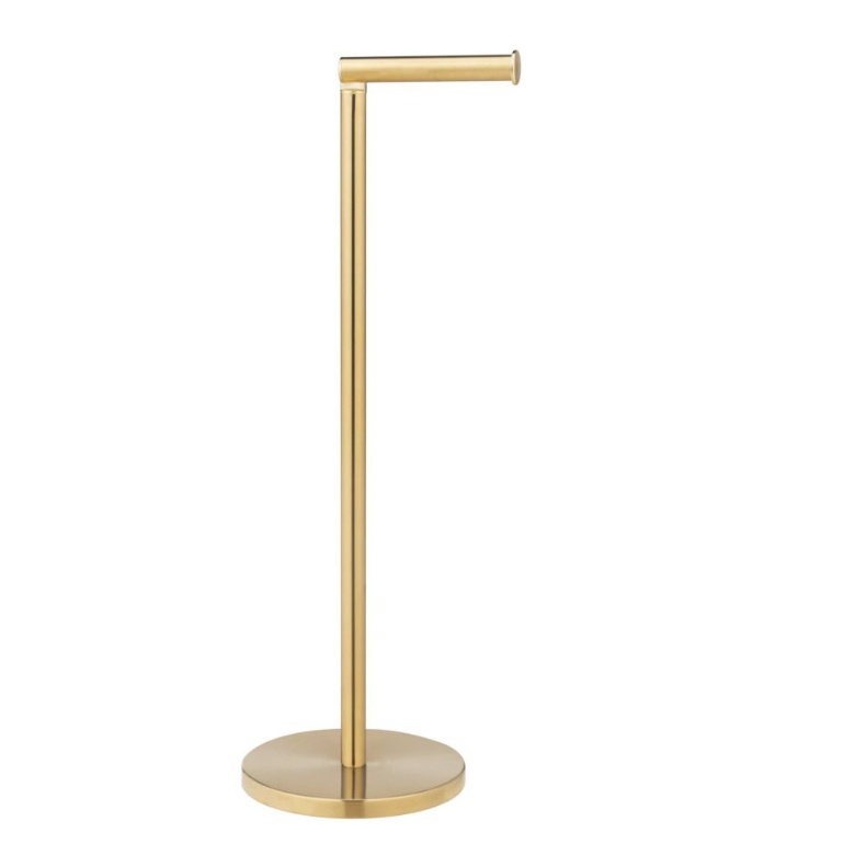 Platsbesparande hållare för toarullar, Metall, TWO IN ONE, H 55 cm, Guld