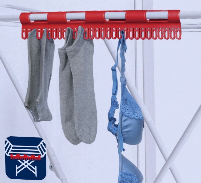 Platsbesparande Klädnypor på rad, 2 st, CLOTHESPINS FOR SOCKS, 40 cm, Vit