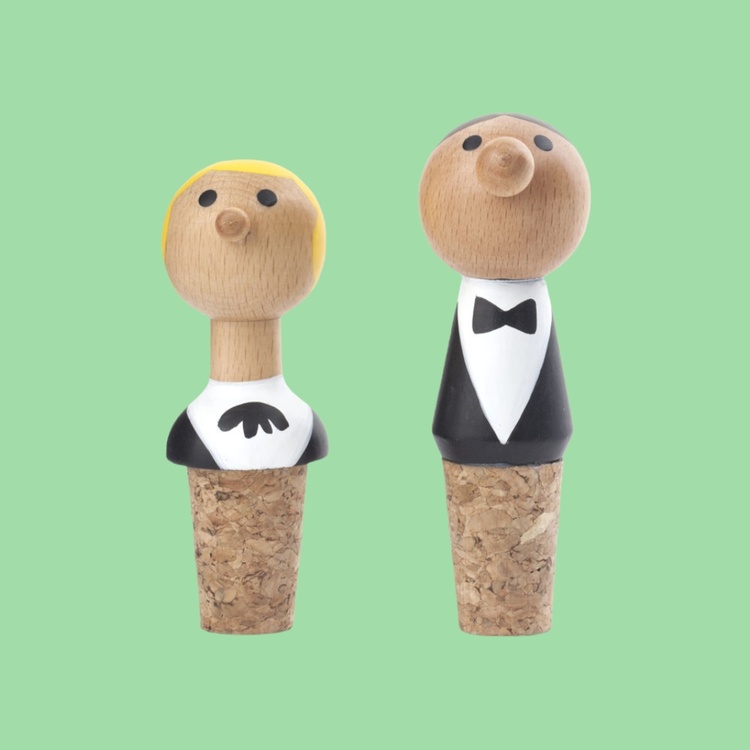 Proppar till vinflaskor, 2 st, WAITER WINE STOPPERS, Vit / Svart