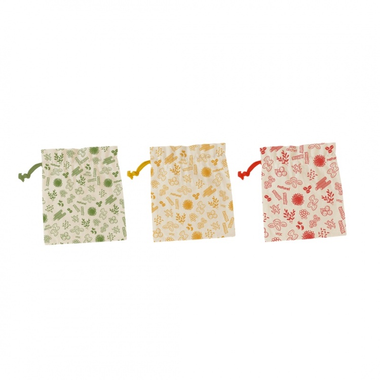 Påsar för livsmedel, Organisk bomull, 3 st, ZERO WASTE BAGS MEDIUM, 20 x H 25 cm, Beige