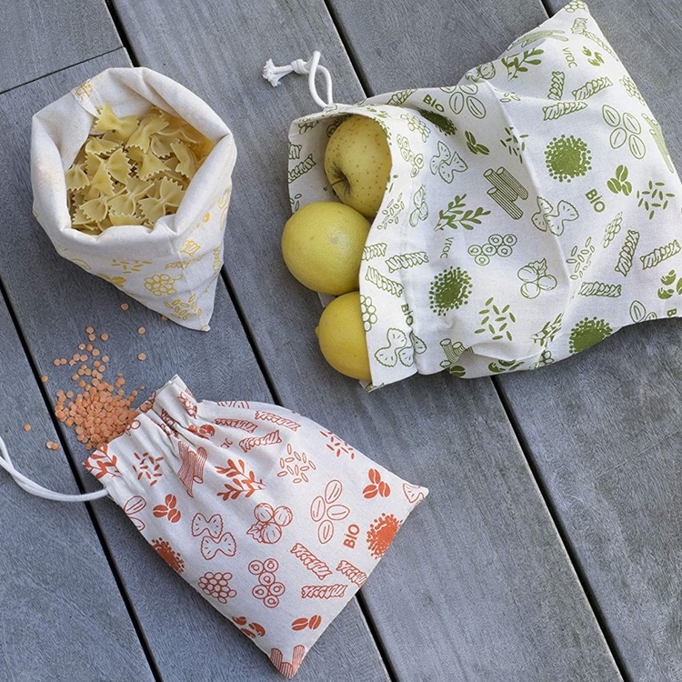 Påse för livsmedel, Organisk bomull, ZERO WASTE BAG MEDIUM, 20 x H 25 cm, Beige / Gul