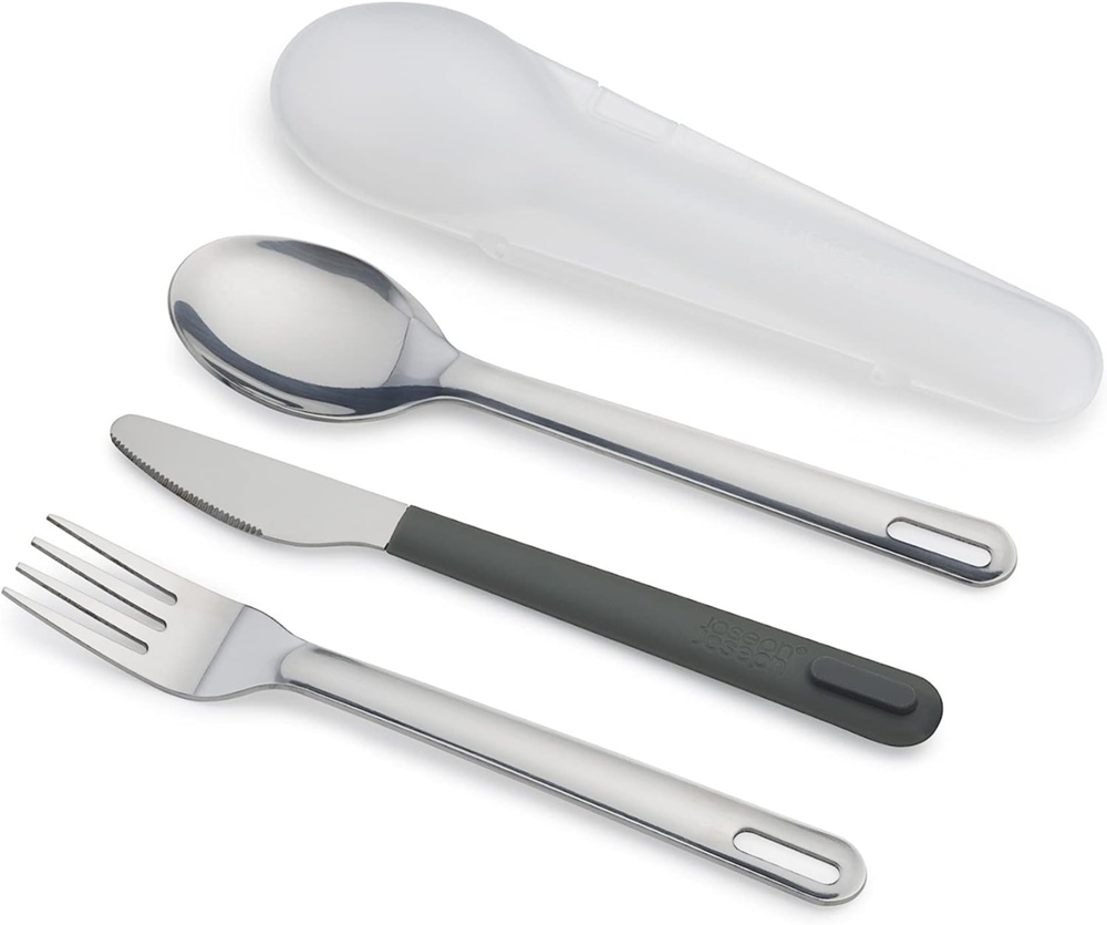 Rostfria Bestick i fodral, GO-EAT CUTLERY SET, Joseph Joseph, Silver / Svart