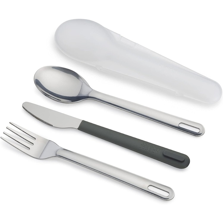 Rostfria Bestick i fodral, GO-EAT CUTLERY SET, Joseph Joseph, Silver / Svart
