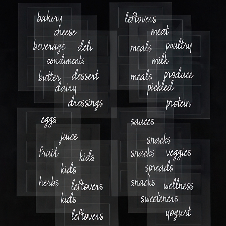 Självhäftande Etiketter, Förtryckta, 18 stycken, THE HOME EDIT FRIDGE LABELS, Klara