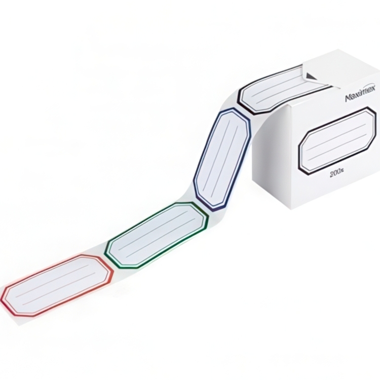Självhäftande etiketter, Vattenlösliga, 200 st, FRAME ADHESIVE LABELS, 6 x 3 cm, Vita med ram