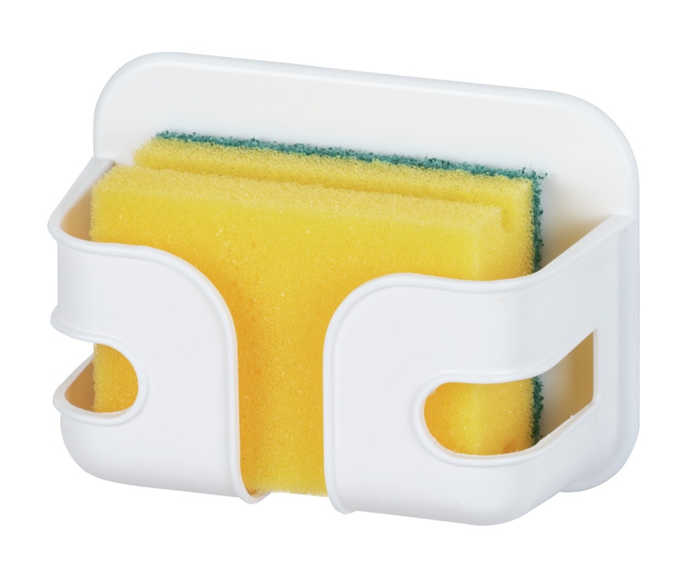 Självhäftande hållare för disksvamp, SOYO, 12 x 6 x H 9 cm, Vit 