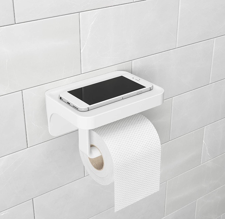 Självhäftande hållare för toalettpapper, med hylla, UMBRA FLEX, Vit