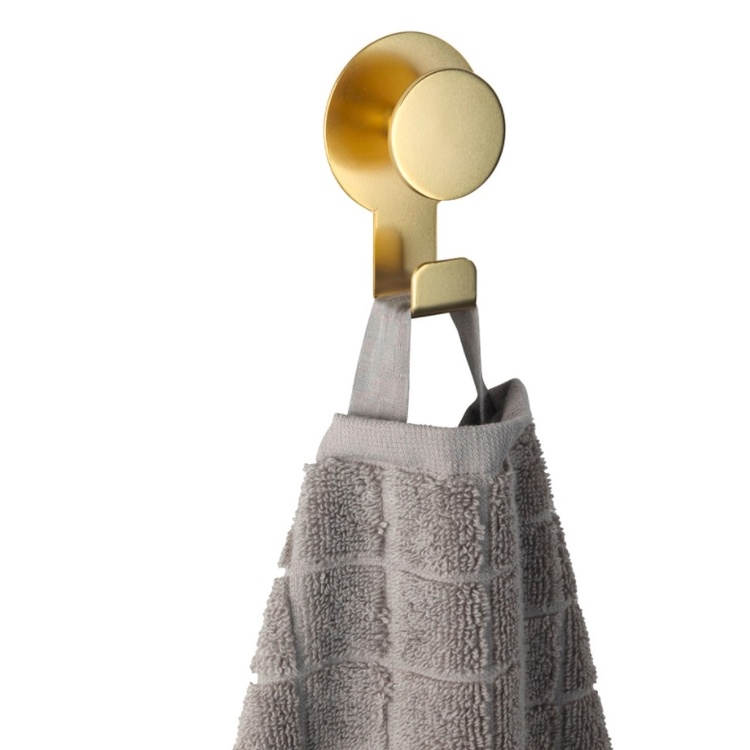 Självhäftande krok i metall, BLANDAS DUBBELKROK, 5 x H 7,5 cm, Guld | Förvaring - Badrumsförvaring | Pryloteket