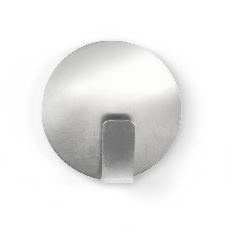 Självhäftande krokar, Runda , 4 st, SOLID, Ø 3,5 cm, Borstad rostfritt stål