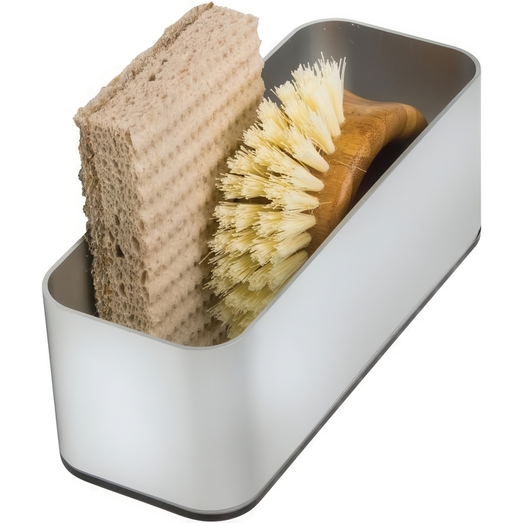 Självhäftande svamphållare i aluminium, AFFIXX SINK CENTER, 17 x 6,5 x H 6 cm, Matt Silver